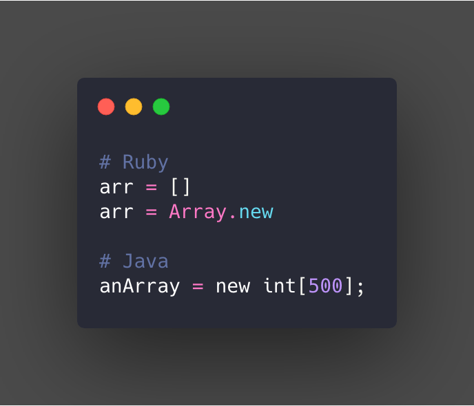 array definitions in ruby and java